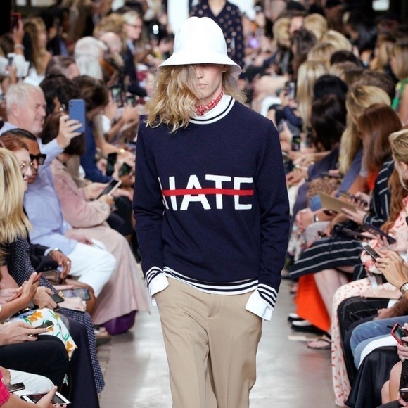 Michael Kors Collection LOVE ONLY NO HATE Cashmere sweater size L - Picture 2 of 10